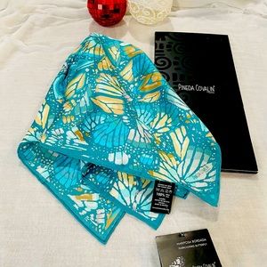 NWT PINEDA COVALIN 💯 silk EMBROIDERED BUTTERFLY 🦋 scarf